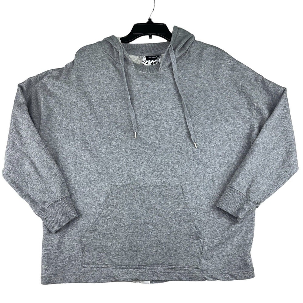 MONO B Sweatshirt Women's Size 1XL/2XL Grey Hooded Stretch Embroidered Lace